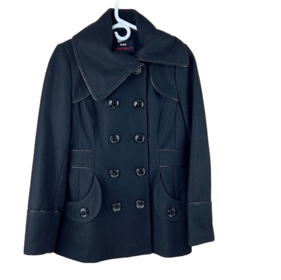 M60 Miss Sixty Black Pea Coat - Picture 1 of 14